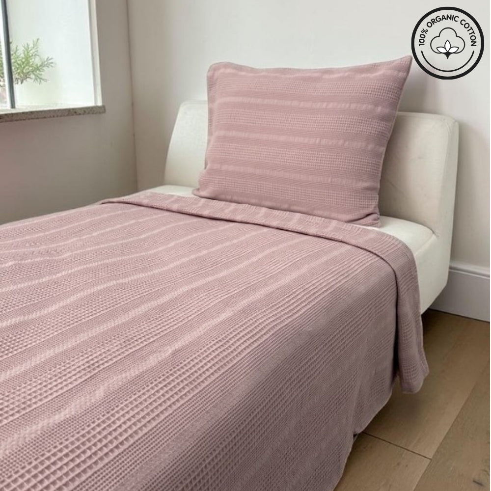 SoftNature Series Single 100% Cotton Bordered Breathable Pique Set | Lightweight, Non-Sweaty, and Stylish (160x230)