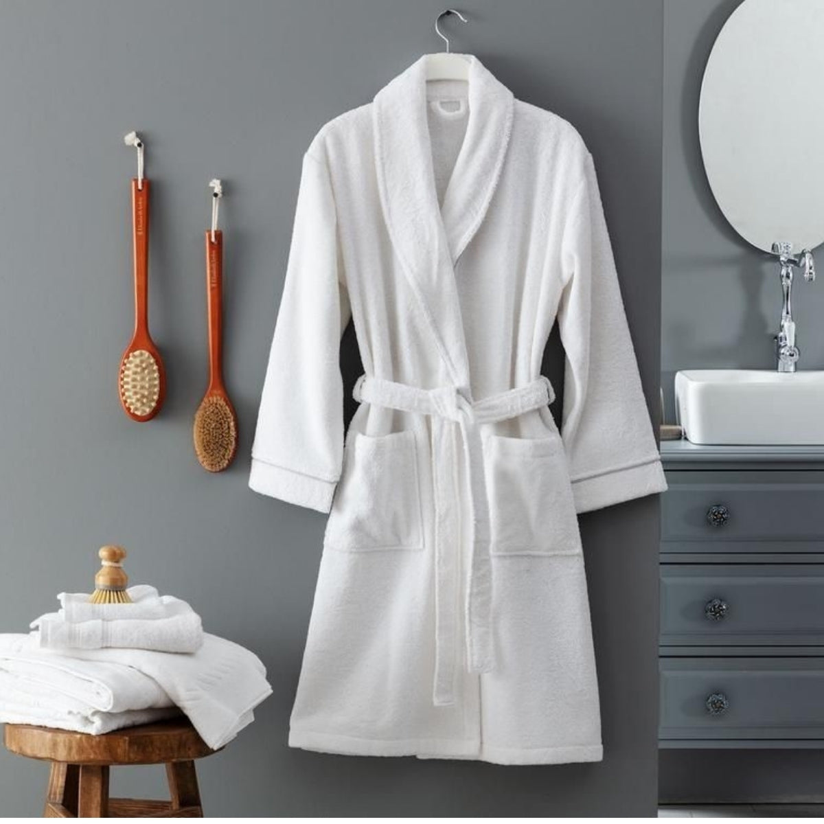 Vessino Hotel Collection %100 Pamuk Otel Tipi Bornoz – Unisex, Yumuşak ve Emici