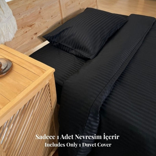 Imperial %100 Pamuk Saten Çizgili Sadece Nevresim Lüks Otel Konforu