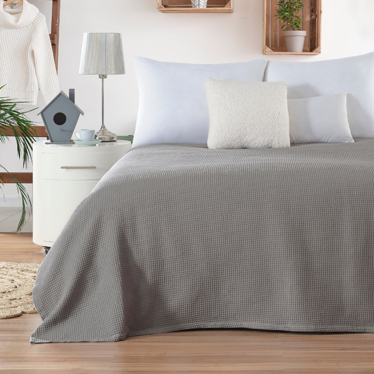 Zumra Serisi Çift Kişilik %100 Pamuk Waffle Desen Pike– Nefes Alan Lüks Otel Konforu(200x230)