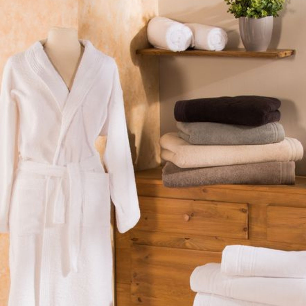 Vessino Hotel Collection %100 Pamuk Otel Tipi Bornoz – Unisex, Yumuşak ve Emici