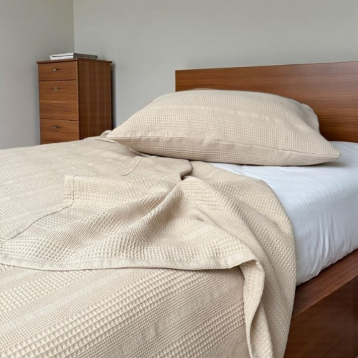 SoftNature Series Single 100% Cotton Bordered Breathable Pique Set | Lightweight, Non-Sweaty, and Stylish (160x230)