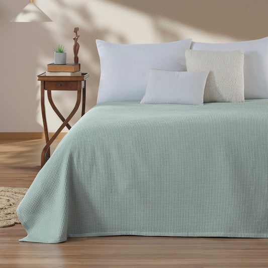 Zumra Series Single %100 Cotton Waffle Bedspread – Breathable Luxury Hotel Comfort (160x230)