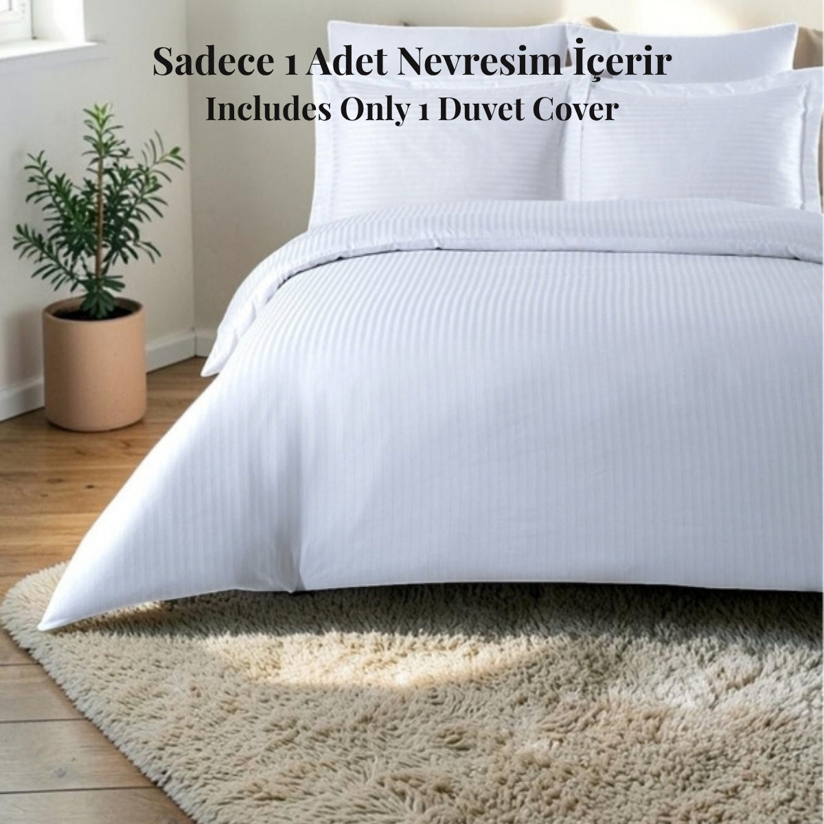 Imperial %100 Pamuk Saten Çizgili Sadece Nevresim Lüks Otel Konforu