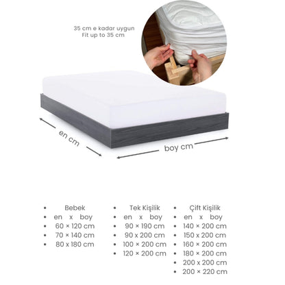 Aura-Serie Kapitone Yatak Koruyucu ausgestattet mit Alez Kenar Penye Pamuk