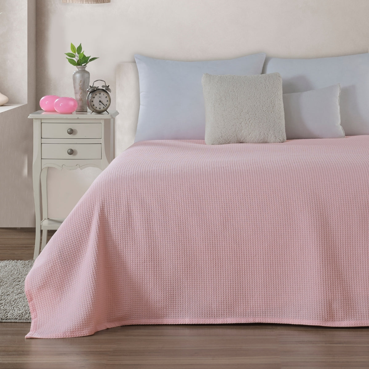 Zumra Serisi Çift Kişilik %100 Pamuk Waffle Desen Pike– Nefes Alan Lüks Otel Konforu(200x230)