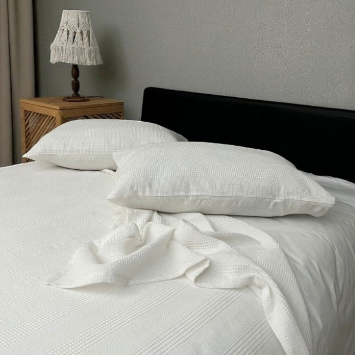 SoftNature Series Double %100 Cotton Bordered Breathable Pique Set | Lightweight, Non-Sweating and Stylish (200x230)