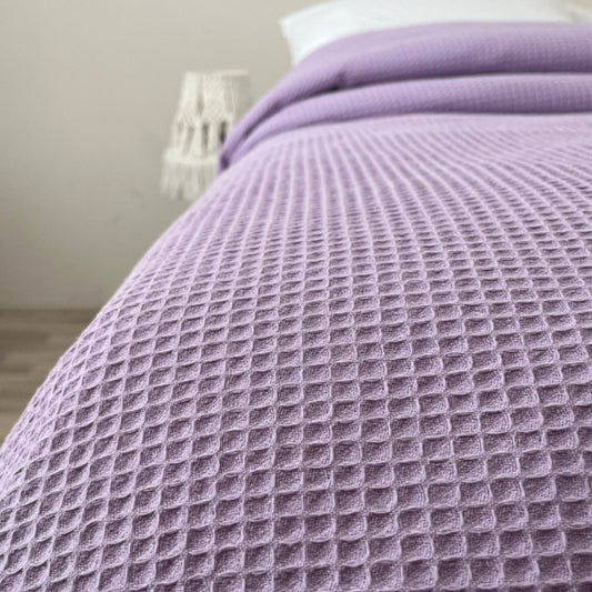 Zumra Series Single %100 Cotton Waffle Bedspread – Breathable Luxury Hotel Comfort (160x230)