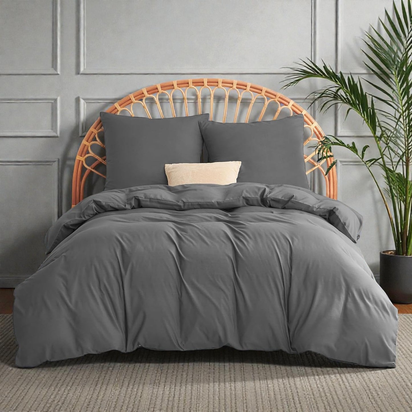 Eterna Series 57 Thread Count 100% Cotton Duvet Cover Set – Double, with Fitted Sheet, Breathable Luxury Densely Woven