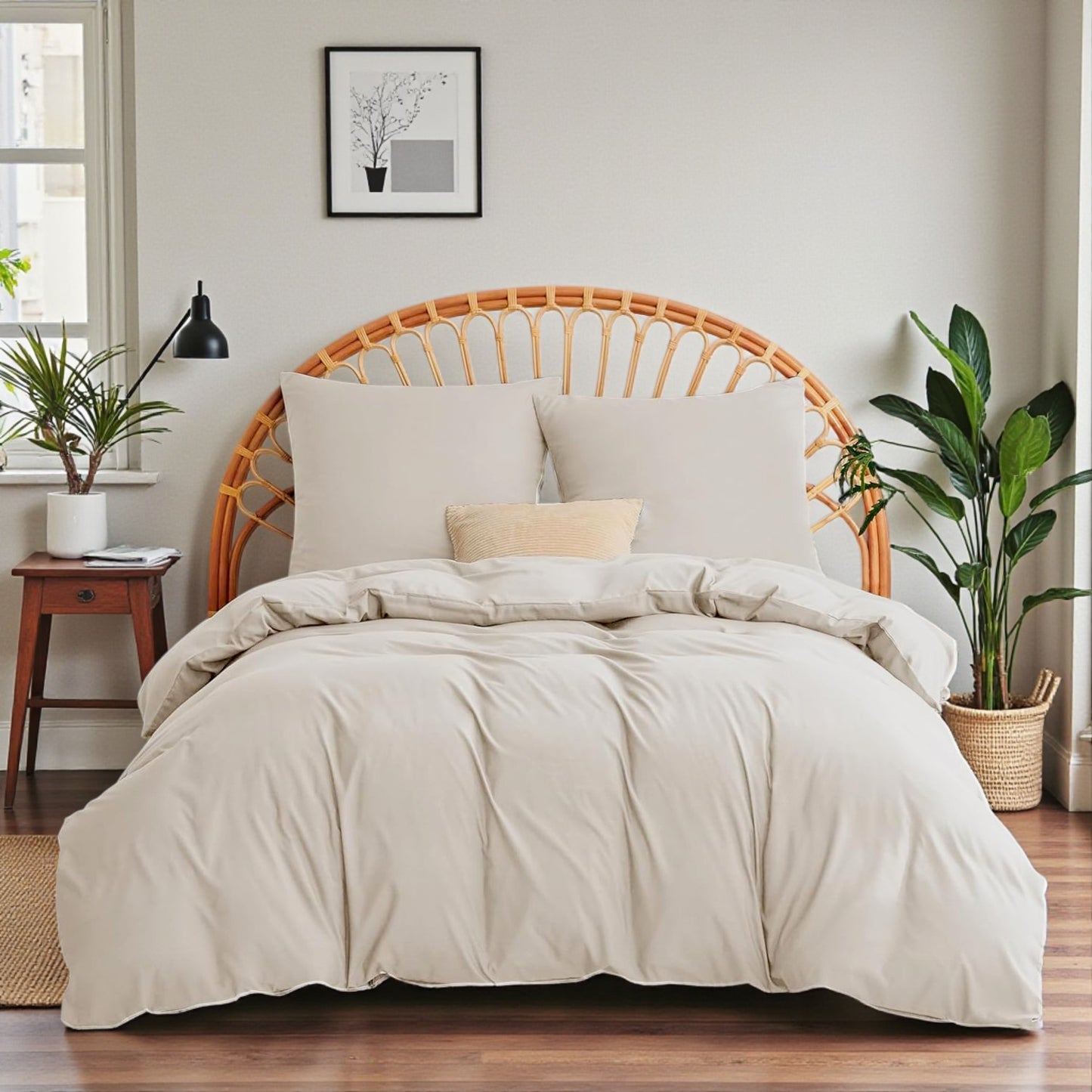 Eterna Series 57 Thread Count 100% Cotton Duvet Cover Set – Double, with Fitted Sheet, Breathable Luxury Densely Woven