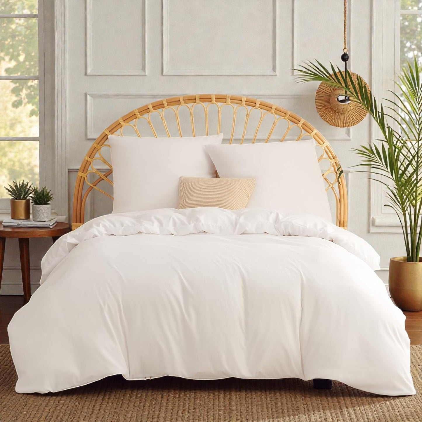 Eterna Series 57 Thread Count 100% Cotton Duvet Cover Set – Double, with Fitted Sheet, Breathable Luxury Densely Woven
