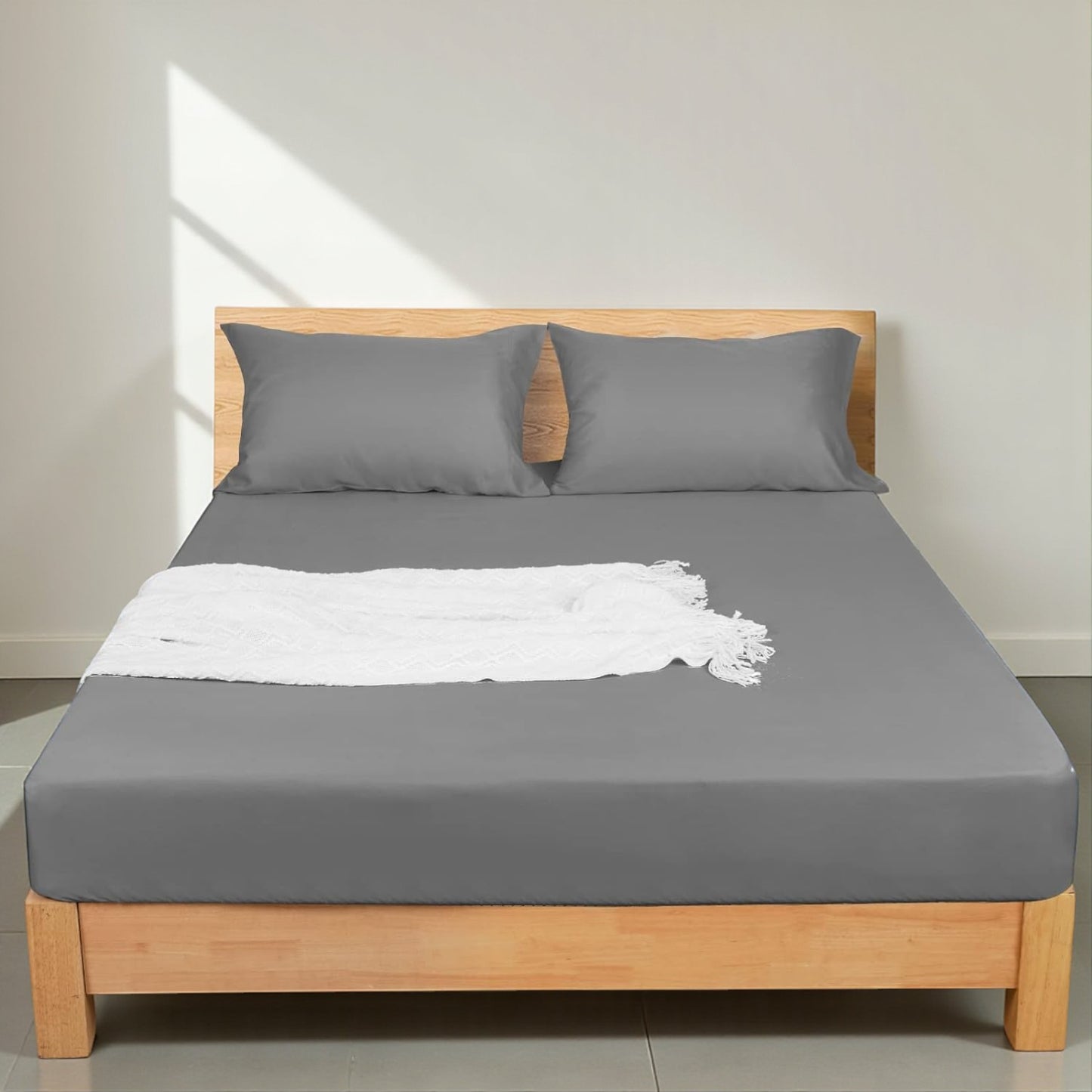 Luna Ranforce Fitted Sheet Set – 100% Cotton 57 TC, Breathable and Durable