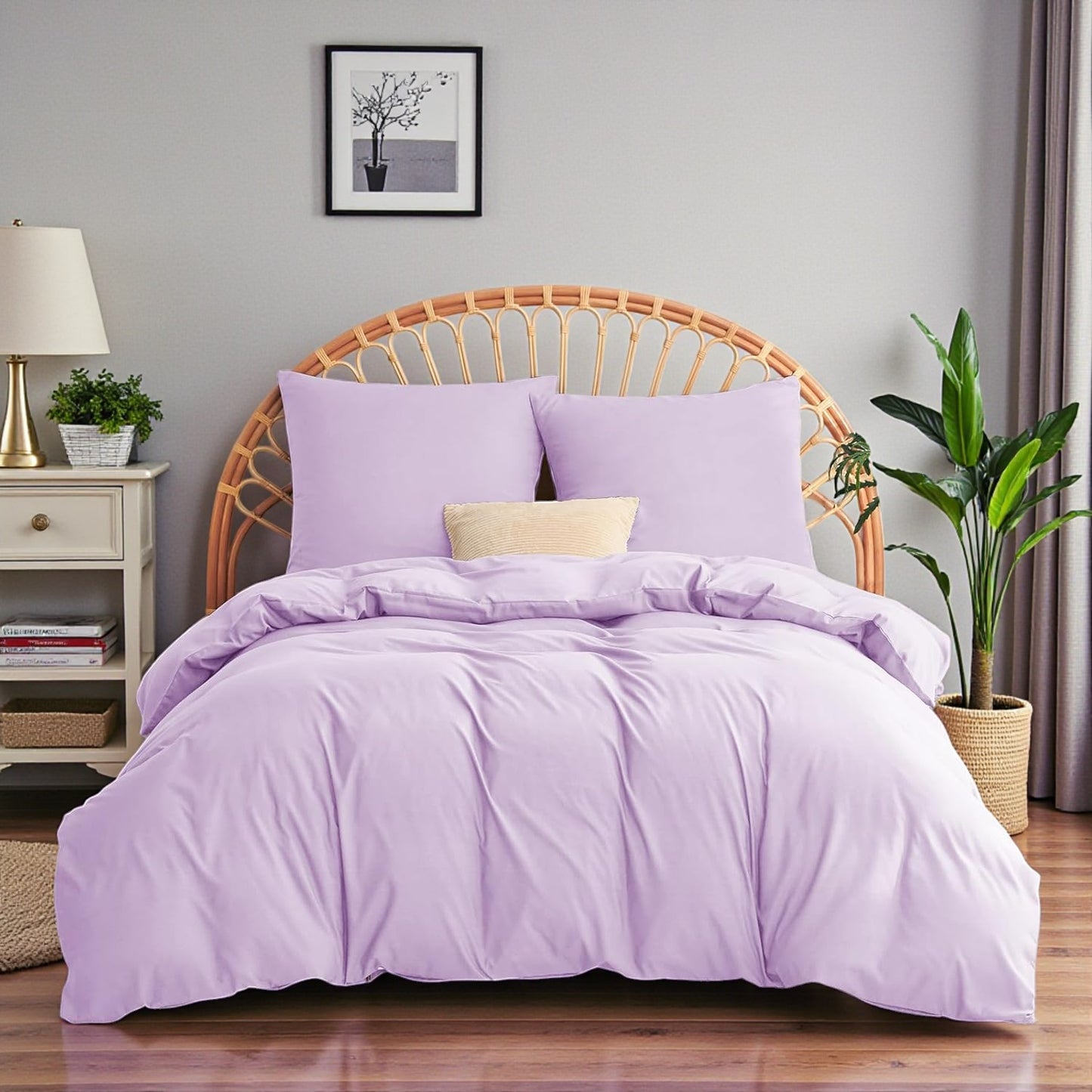 Eterna Series 57 Thread Count 100% Cotton Duvet Cover Set – Double, with Fitted Sheet, Breathable Luxury Densely Woven