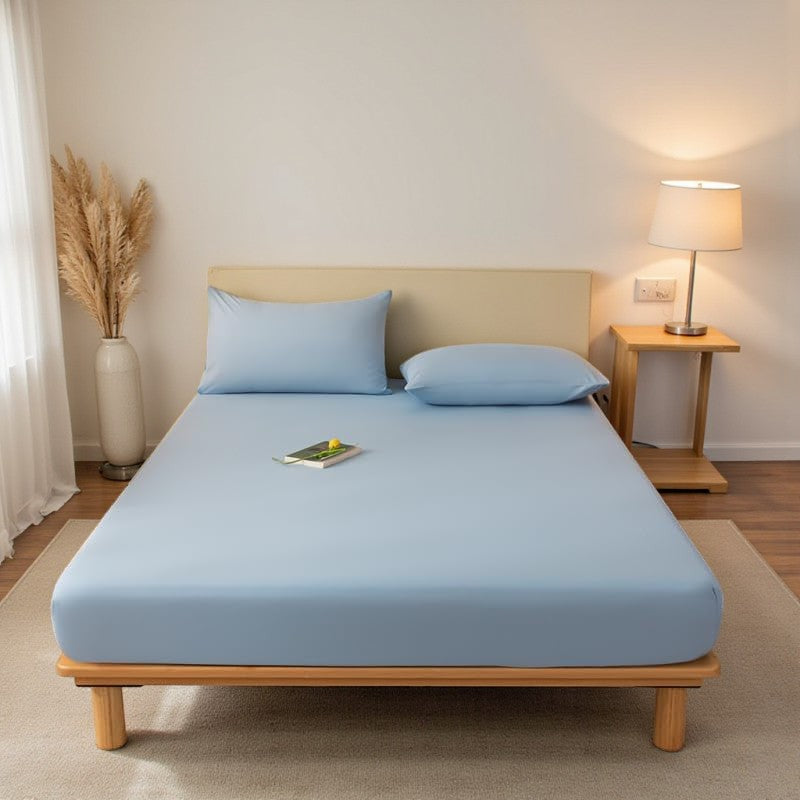 Luna Ranforce Fitted Sheet Set – 100% Cotton 57 TC, Breathable and Durable