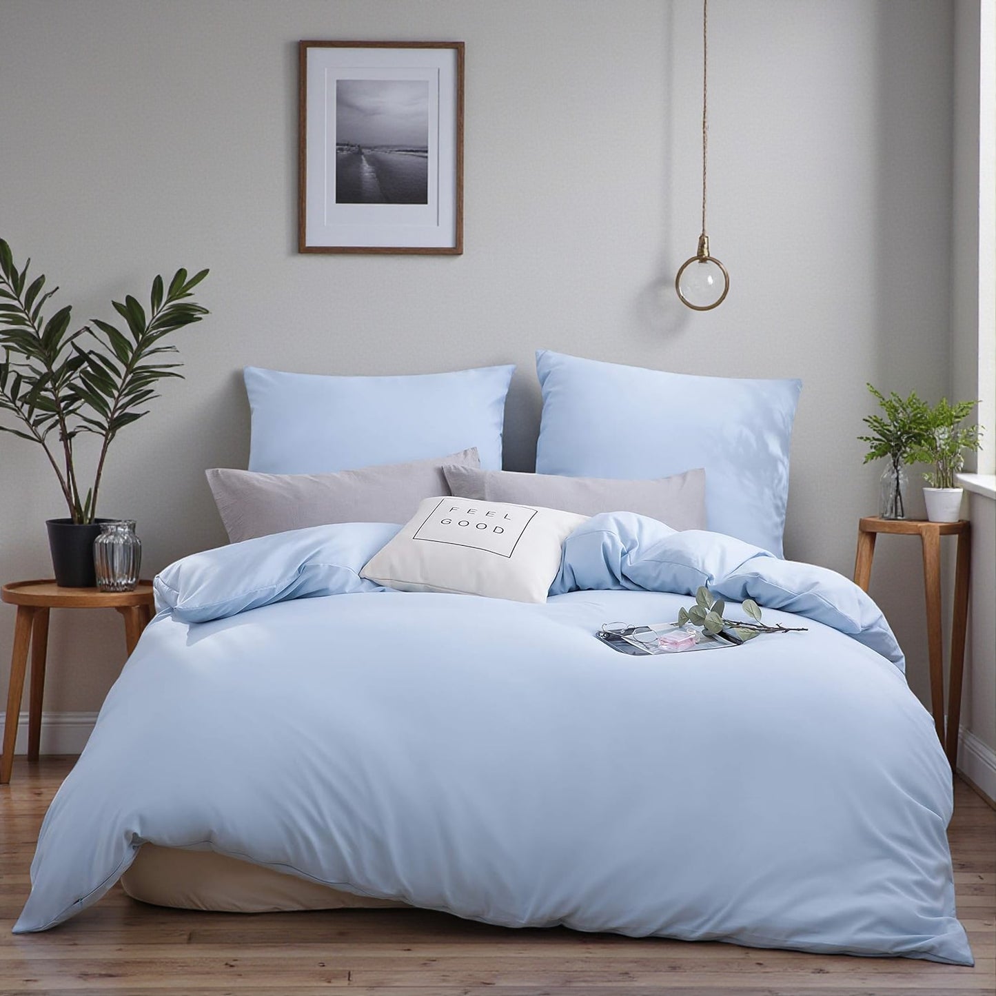 Eterna Series 57 Thread Count 100% Cotton Duvet Cover Set – Double, with Fitted Sheet, Breathable Luxury Densely Woven