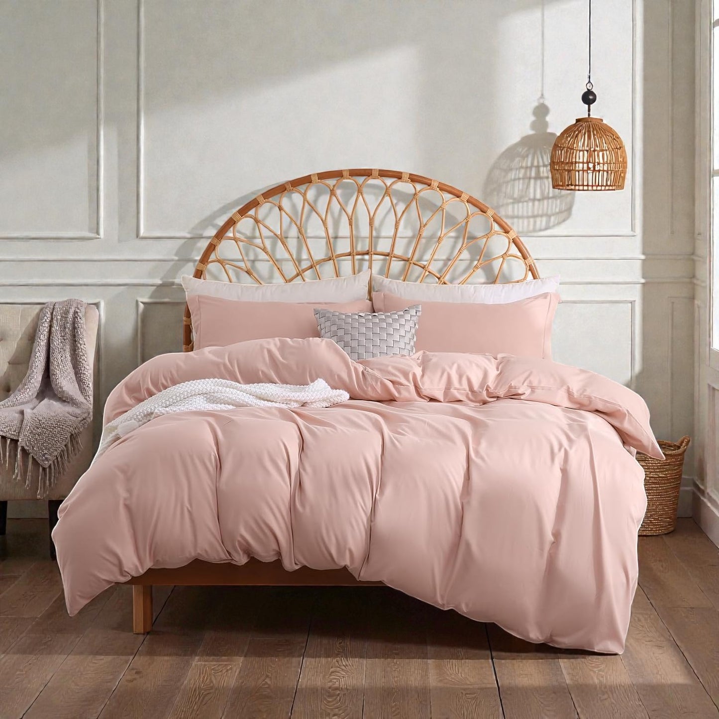 Eterna Series 57 Thread Count 100% Cotton Duvet Cover Set – Double, with Fitted Sheet, Breathable Luxury Densely Woven
